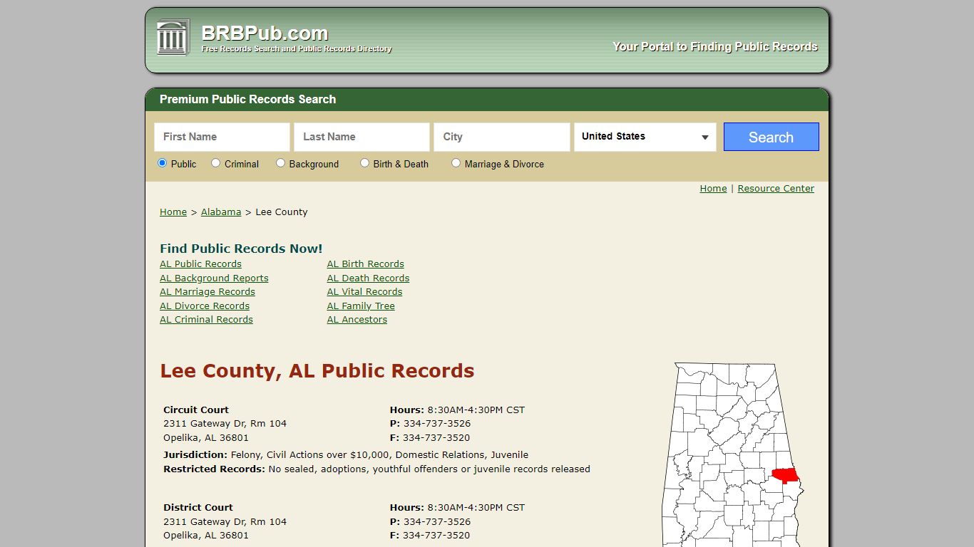 Lee County Public Records | Search Alabama Government Databases - BRB Pub